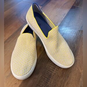 ROTHY'S The Sneaker Lemon Yellow Honeycomb RETIRED Sz 8.5 Washable Knit Slip On